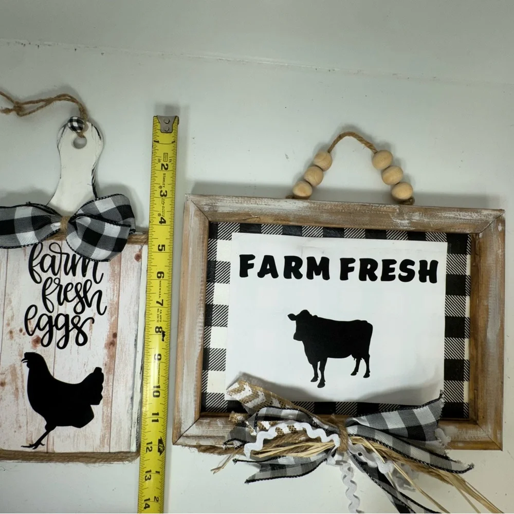 Farmhouse Wall Decor Set with Black and White Accents Handmade